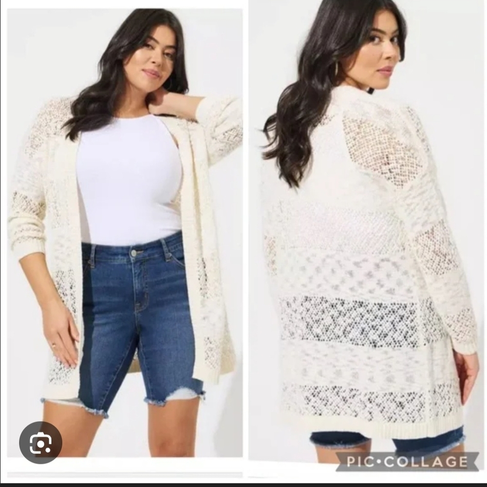Torrid Ivory Lace Open Cardigan